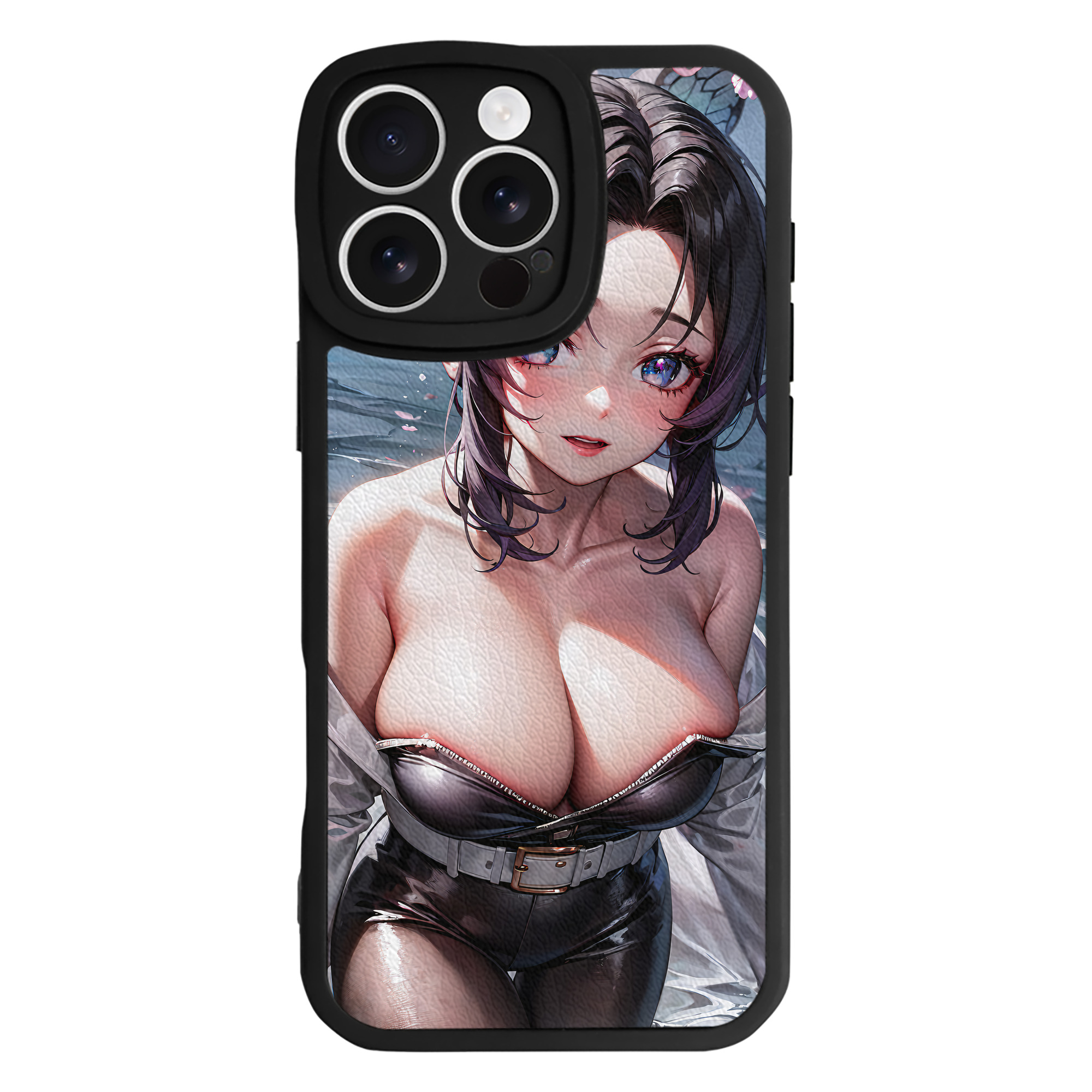 （画像用） 鬼滅の刃（きめつのやいば）蟲柱-胡蝶 しのぶ／こちょう しのぶ Kochou Shinobu 【iPhone 16シリーズ対応】シリコンスマホケース（レザー調） 材質：シリコン